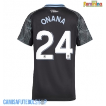 Camisa de time de futebol Aston Villa Amadou Onana #24 Replicas 2º Equipamento Feminina 2025-26 Manga Curta